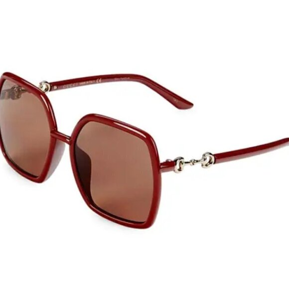 GUCCI Oversized Square Mauve Burgundy Large Designer Sunglasses - Picture 3 of 15